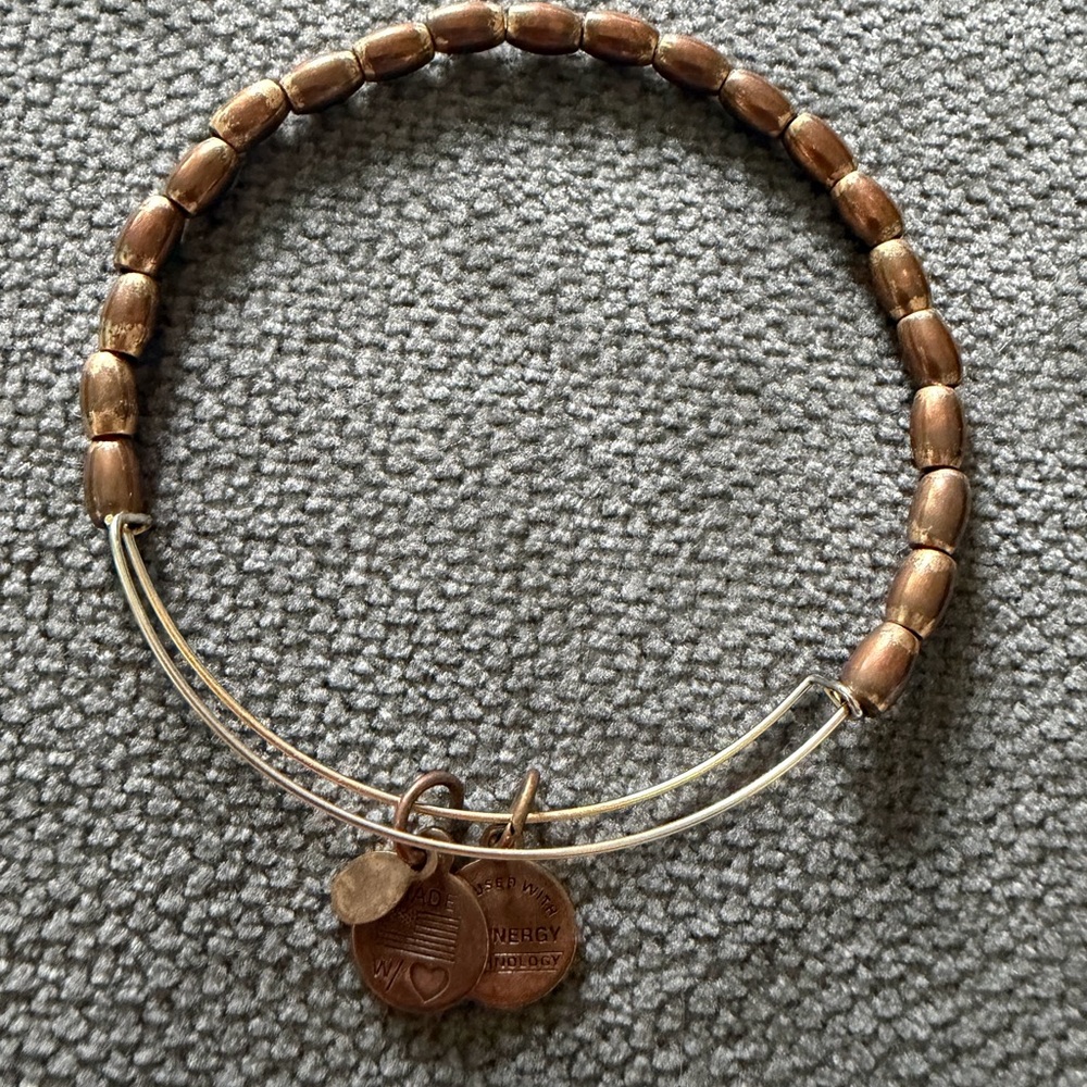 Alex and Ani Copper Bead and Gold Adjustable Bangle Bracelet